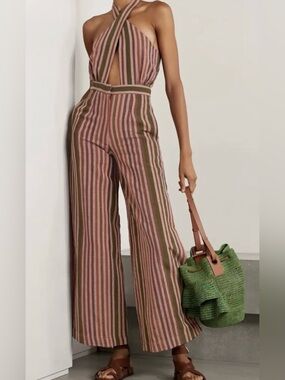 STUDIO 189 Women's Striped organic cotton halterneck jumpsuit size L